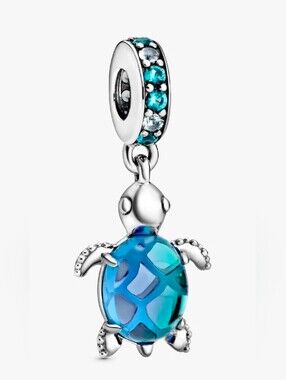 Authentic NEW Pandora Murano Glass Sea Turtle Dangle Charm S925ALE CZ